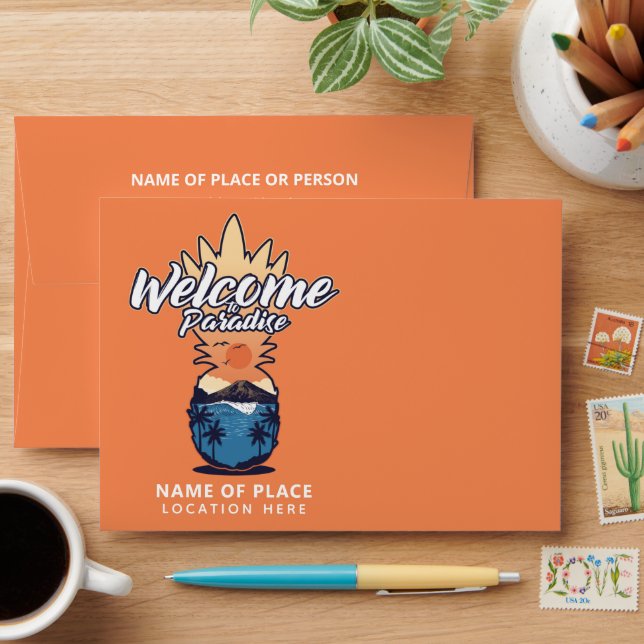Pineapple Welcome custom text Envelope (Desk)