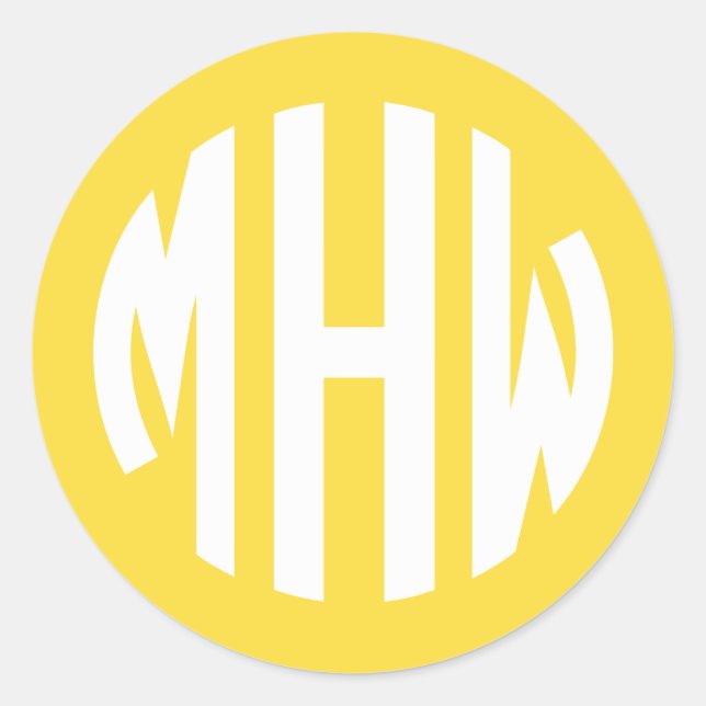 Pineapple White 3 Initials Circle Monogram DIY BG Classic Round Sticker (Front)