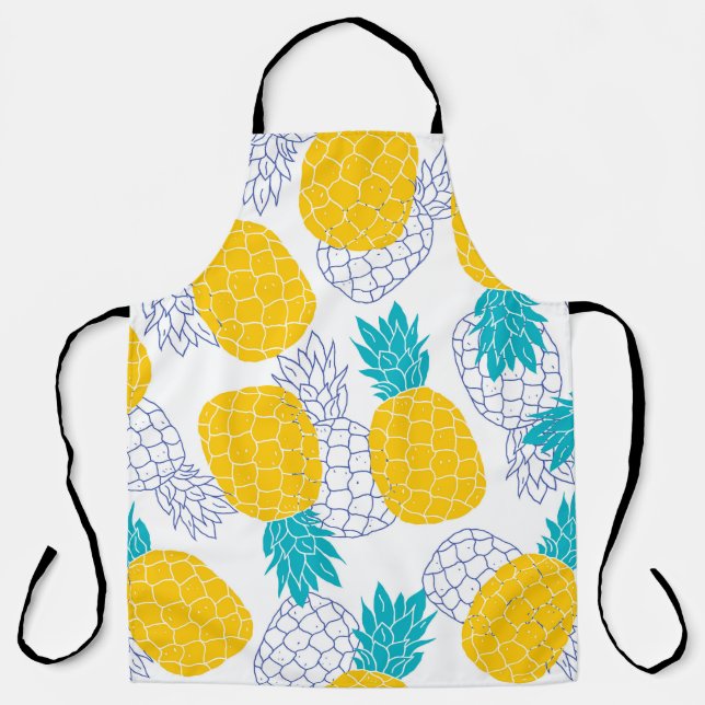 Pineapple white background, seamless pattern. apron (Front)