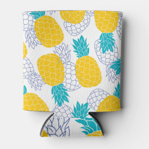 Pineapple white background, seamless pattern. can cooler