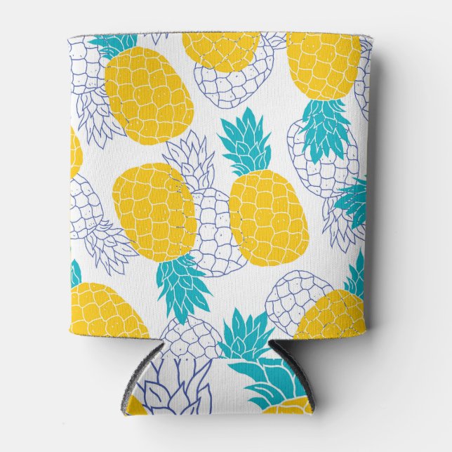 Pineapple white background, seamless pattern. can cooler (Front)