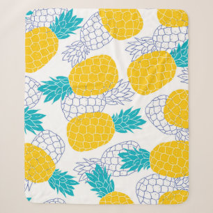 Pineapple white background, seamless pattern. sherpa blanket