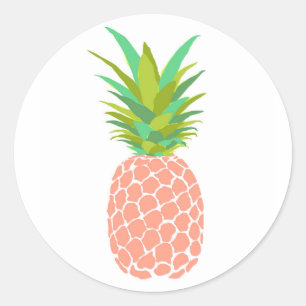 Pineapple +White Classic Round Sticker