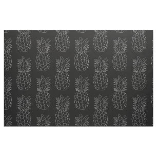 Pineapple White Contour Tropical Fruit Lovers Fabric