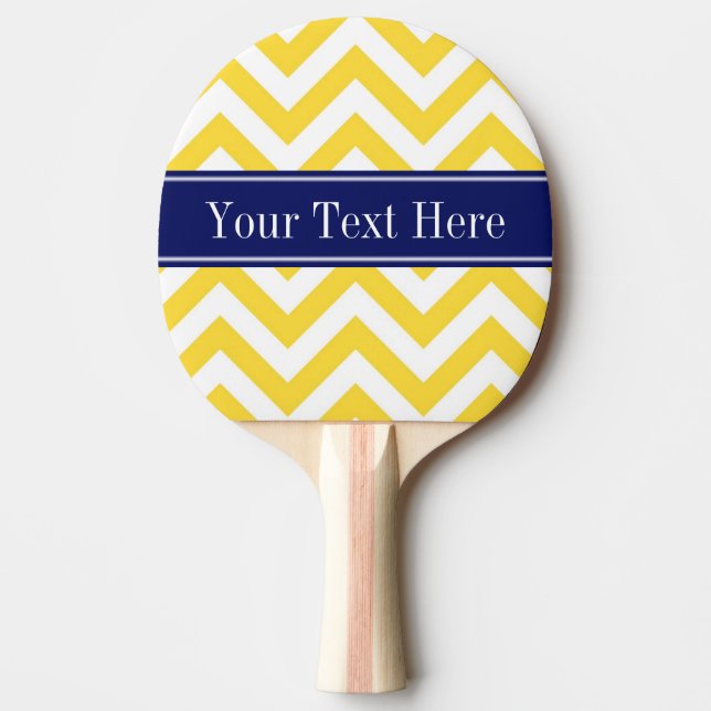 Pineapple White LG Chevron Navy Blue Name Monogram Ping Pong Paddle (Front)