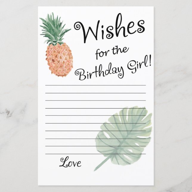 pineapple Wishes for the birthday girl (Front)