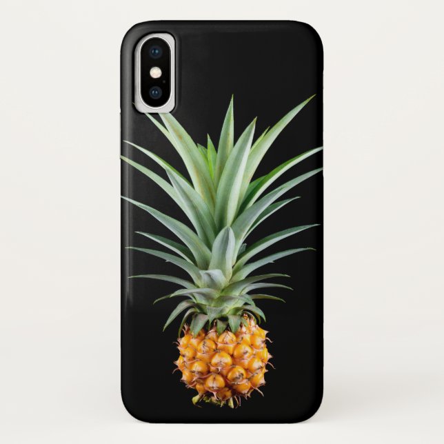 Pineapple with big hairdo on black background Case-Mate iPhone case (Back)