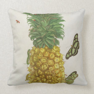 Pineapple with caterpillar and butterflies (hand-c cushion