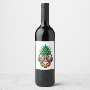 pineapple with eyeglasses wine label