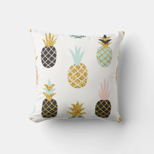 Pineapple with gold glitter, creative pattern. cushion