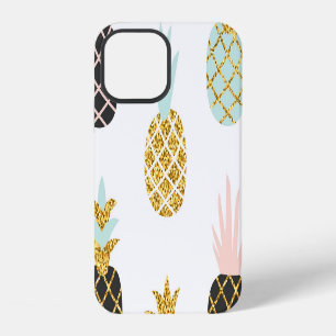 Pineapple with gold glitter, creative pattern. iPhone 12 case