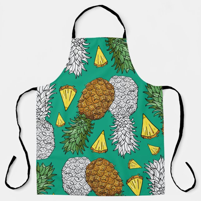 Pineapple with leaves, little chunks. Seamless pat Apron (Front)