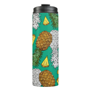 Pineapple with leaves, little chunks. Seamless pat Thermal Tumbler