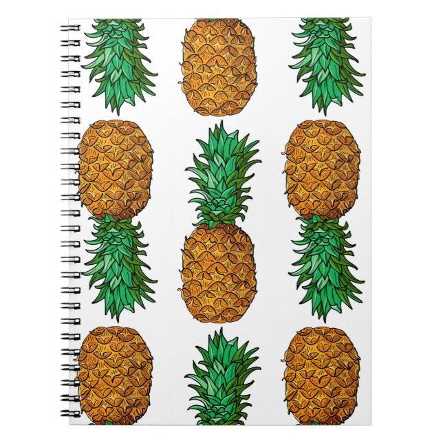 Pineapple with leaves. Seamless pattern with tropi Notebook (Front)