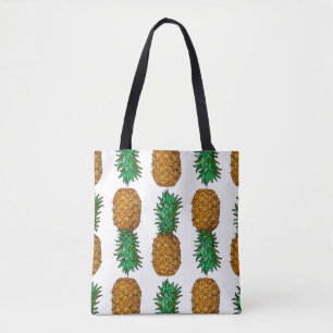 Pineapple with leaves. Seamless pattern with tropi Tote Bag