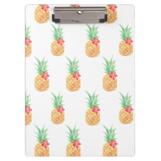 Pineapple with Pink Flower Seamless Pattern Clipboard