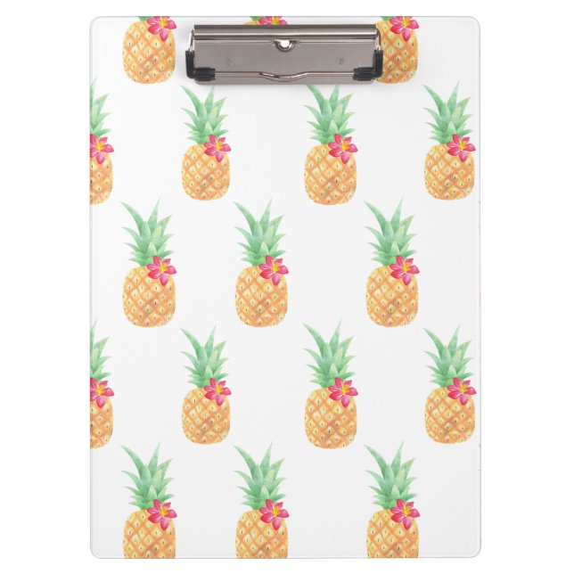 Pineapple with Pink Flower Seamless Pattern Clipboard (Front)