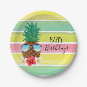 Pineapple with sunglasses paper plate