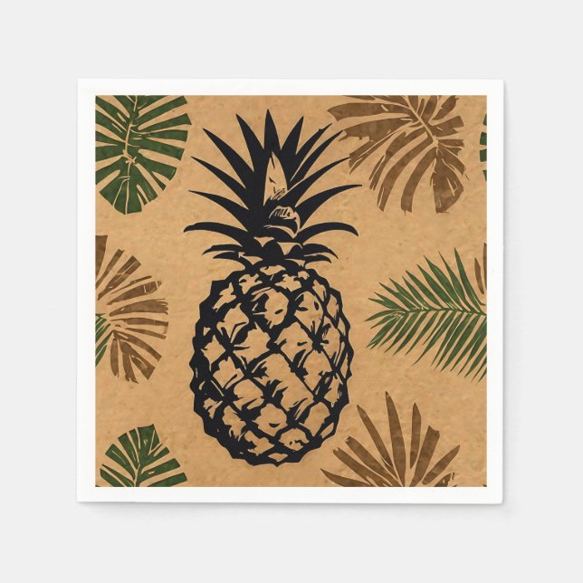 Pineapple with Tropical Leaves  Napkin (Front)