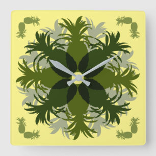 PINEAPPLE WREATH PATTERN   SQUARE WALL CLOCK