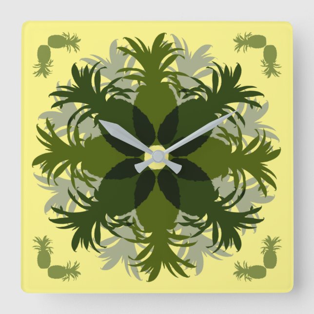 PINEAPPLE WREATH PATTERN   SQUARE WALL CLOCK (Front)