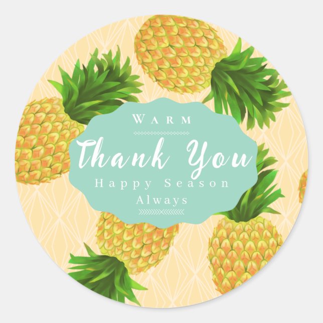 Pineapple Yellow Classic Round Sticker (Front)