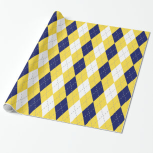 Pineapple Yellow Dk Grey Wht XL Argyle Wrapping Paper