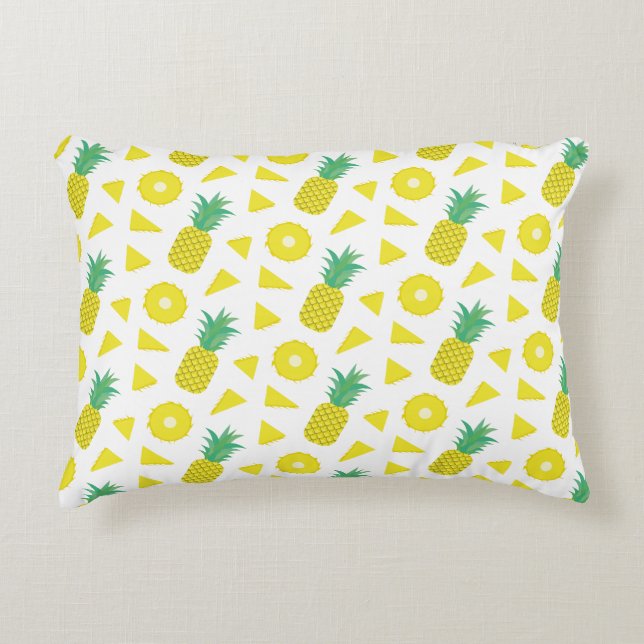 Pineapple Yellow Green Fruit Pattern Modern Decorative Cushion (Front)