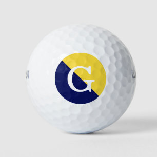Pineapple Yellow Navy Blue 2 Tone Diag 1I Monogram Golf Balls