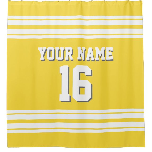 Pineapple Yellow with White Stripes Sports Jersey Shower Curtain (Front)