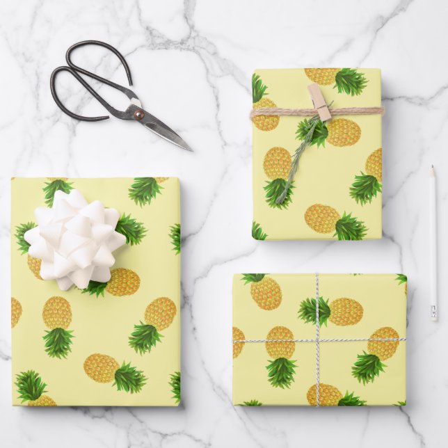 Pineapple Yellow Wrapping Paper Sheet (Front)
