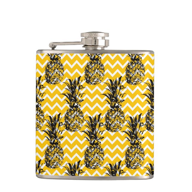 Pineapple Zigzags Hip Flask (Front)