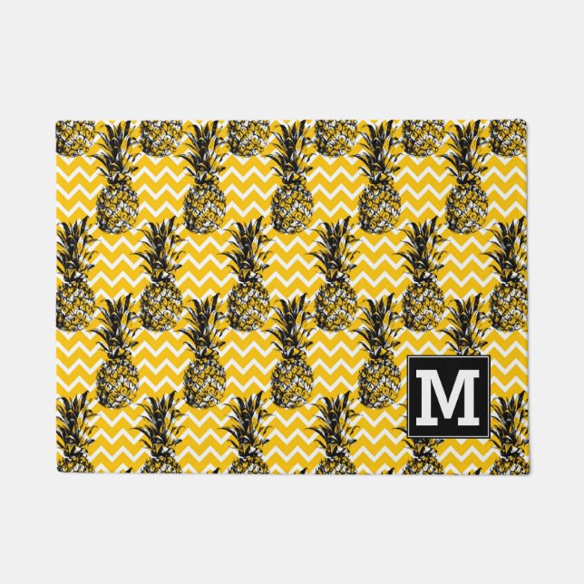 Pineapple Zigzags | Monogram Doormat (Front)