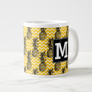Pineapple Zigzags   Monogram Large Coffee Mug