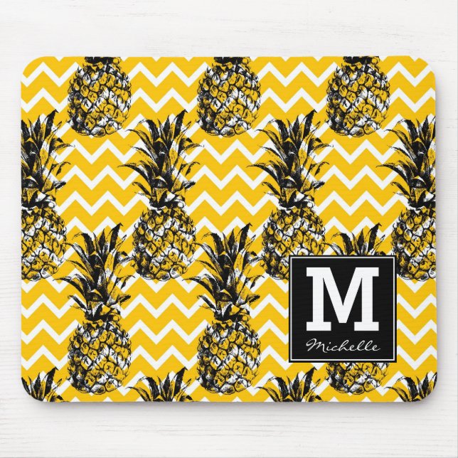 Pineapple Zigzags | Monogram Mouse Pad (Front)