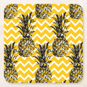 Pineapple Zigzags Square Paper Coaster