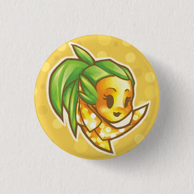 PineappleChibiHead 3 Cm Round Badge (Front)