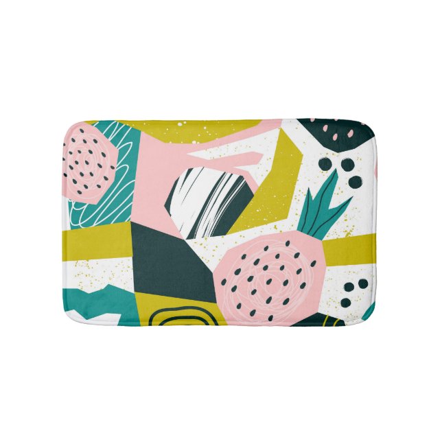 Pineapples Abstract: Colourful Seamless Patchwork Bath Mat (Front)