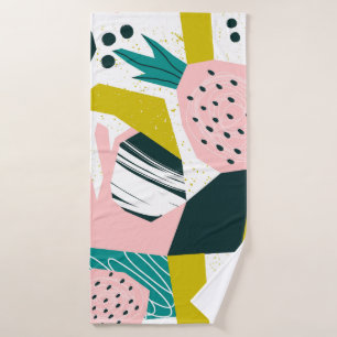 Pineapples Abstract: Colourful Seamless Patchwork Bath Towel