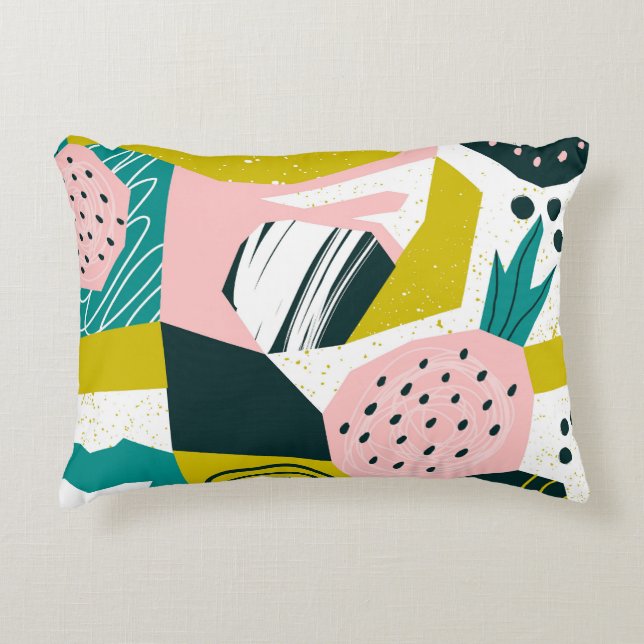 Pineapples Abstract: Colourful Seamless Patchwork Decorative Cushion (Front)