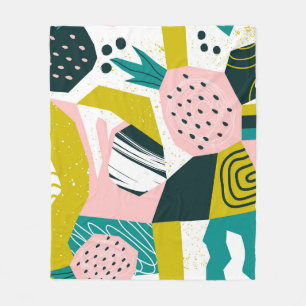 Pineapples Abstract: Colourful Seamless Patchwork Fleece Blanket