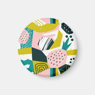 Pineapples Abstract: Colourful Seamless Patchwork Magnet