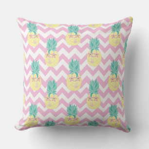 Pineapples and Pink Chevron Cushion