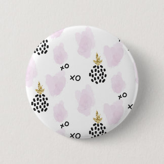 Pineapples and pink leopard print. XOXO 6 Cm Round Badge
