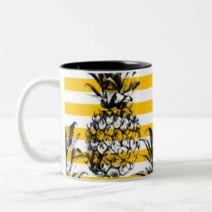 Pineapples and stripes Two-Tone coffee mug