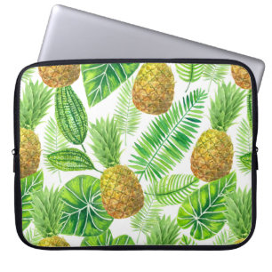 Pineapples and tropical leaves laptop sleeve