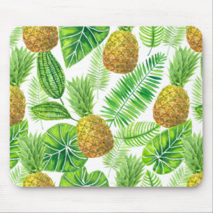 Pineapples and tropical leaves mouse pad