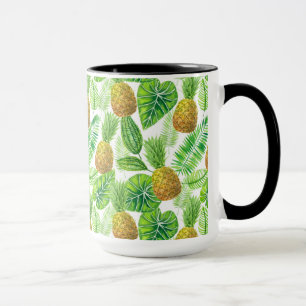 Pineapples and tropical leaves mug