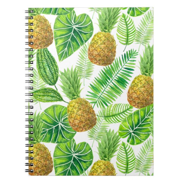 Pineapples and tropical leaves notebook (Front)