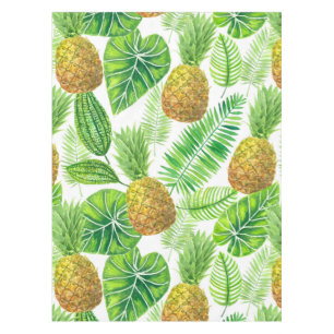 Pineapples and tropical leaves tablecloth